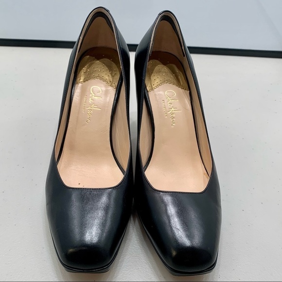 Cole Haan Women’s 7.5 B Black Leather Slip On Heel - Picture 1 of 7